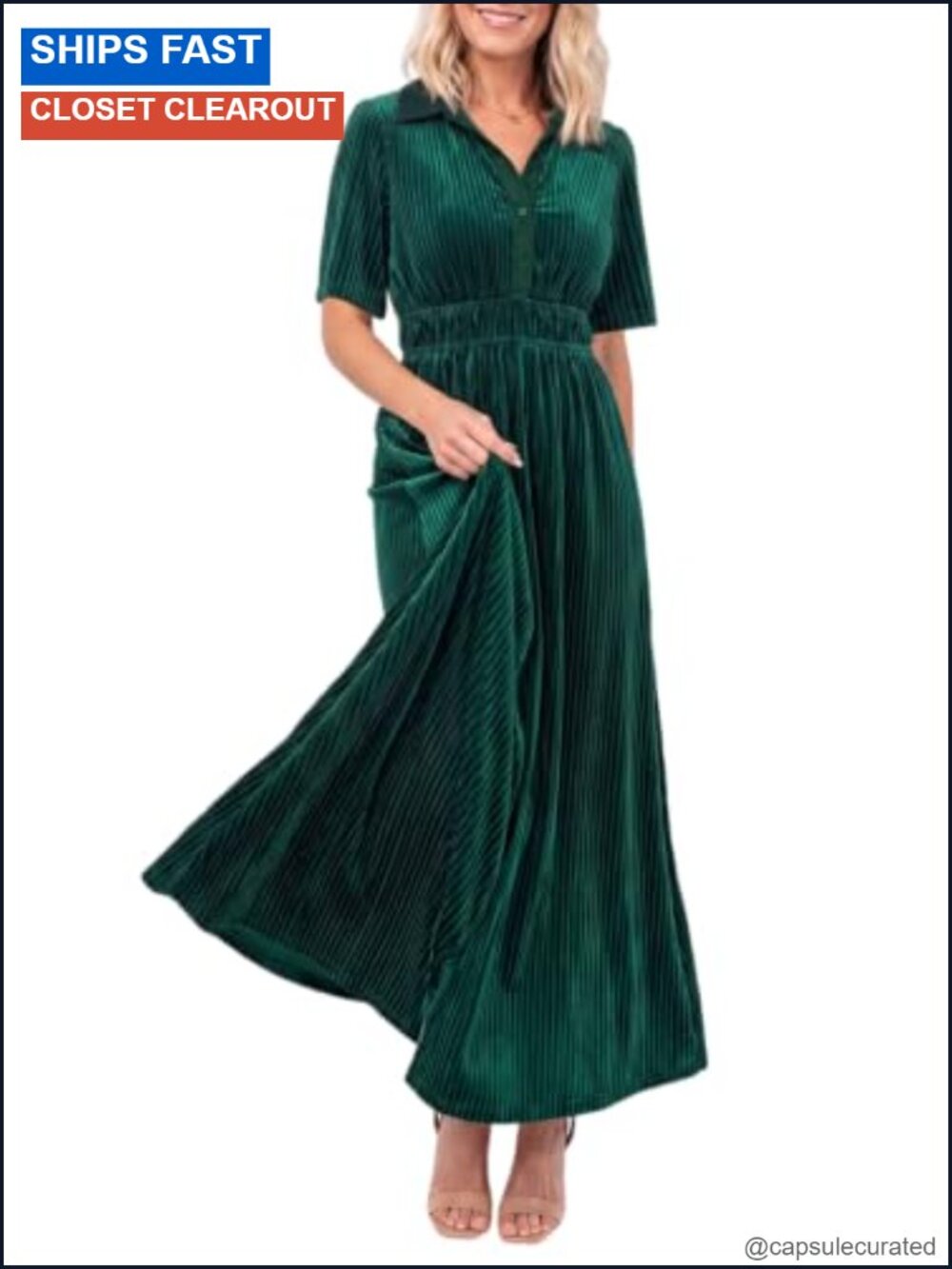 Velvet Maxi Dress Formal Wedding Guest Cocktail Button Down V-Neck